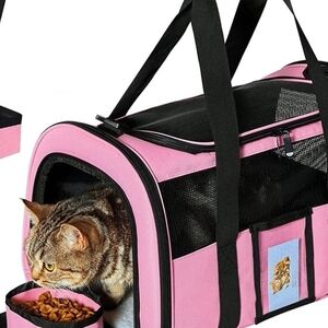 Pink Cat Carrier with Black Accents